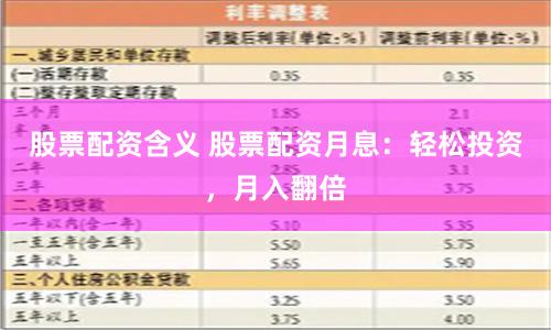股票配资含义 股票配资月息：轻松投资，月入翻倍